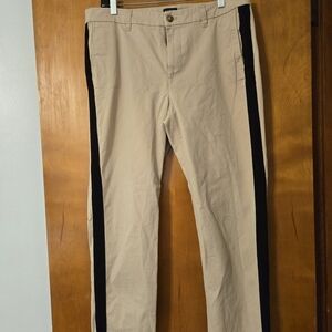 J Crew High Rise Girlfriend Chino with Side Stripe Pants Khaki Black 12